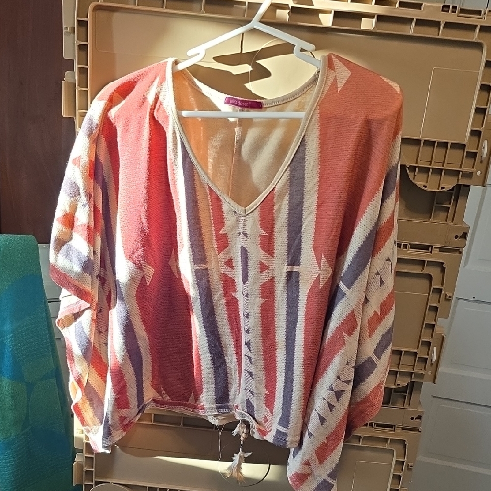 Julie's Closet Coral and Lavender Patterned Crop Top